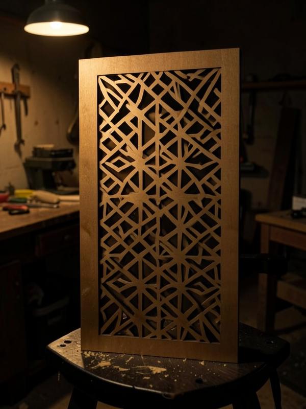 Panel decorativo de MDF cortado con láser